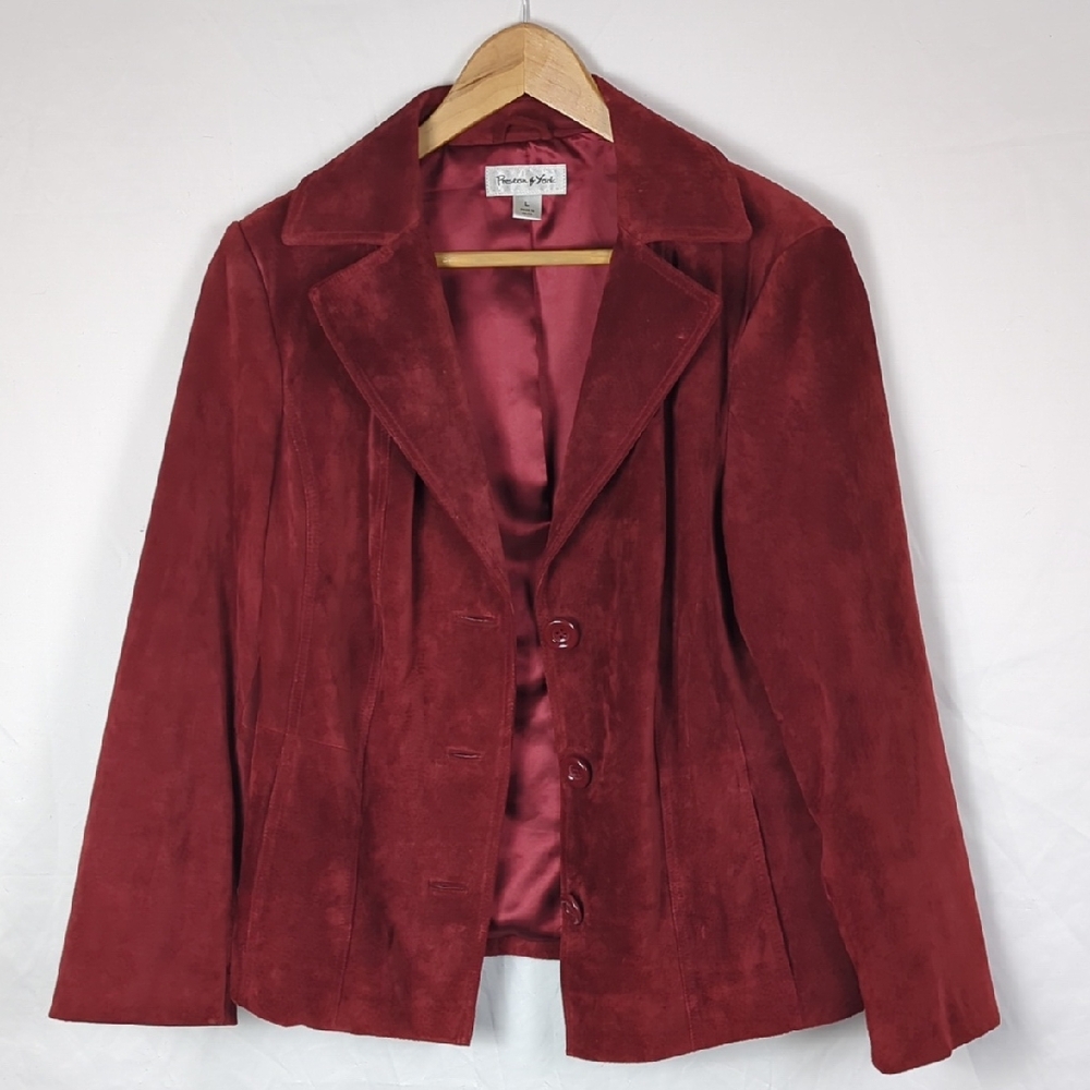 PRESTON & YORK Women's Rust Red Suede Leather Coat Jacket - Picture 2 of 7